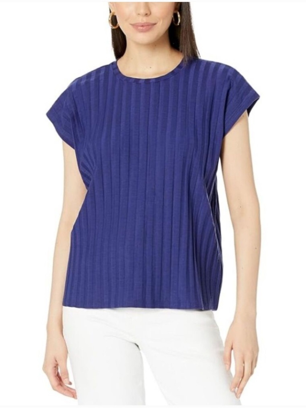 Eileen Fisher Women's Size Small Blue Crew Neck Boxy Top